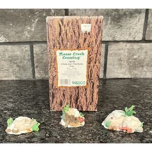Enesco Moose Creek Crossing 2 Rocks & 1 Tree Stump 1995 Props #160725